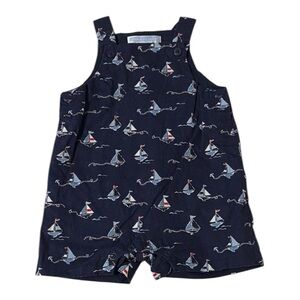 Janie and Jack Size 0-3 months Baby Boy Sailboat Print Overall Shorts